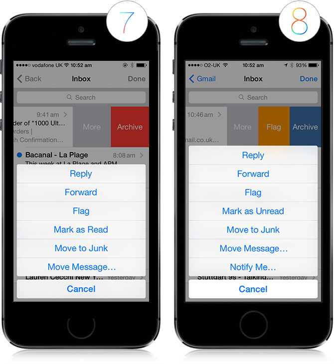 Apple Ios 8 Vs Ios 7 Comparison Demomedia